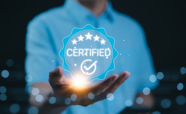 Digital certificate achievement badge representing online course completion and skill recognition