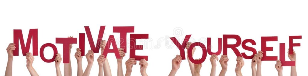 Motivate Yourself: An inspirational text graphic promoting personal development and self-improvement